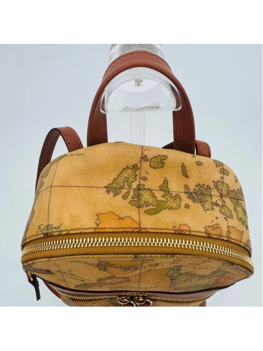 Alviero Martini 1A Classe Geo Map Print Small Backpack Beige Brown